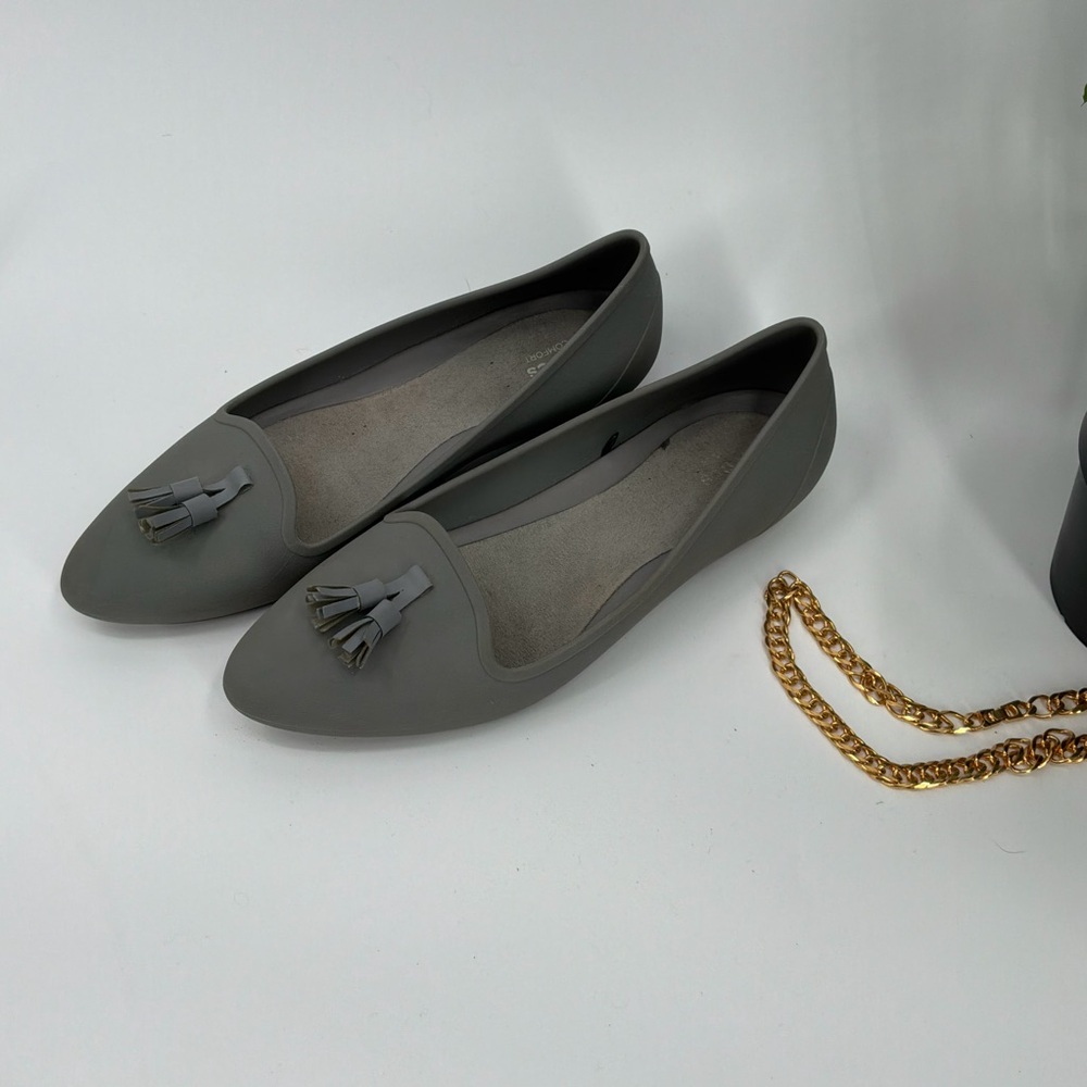CROCS eve embellished gray tassel loafers